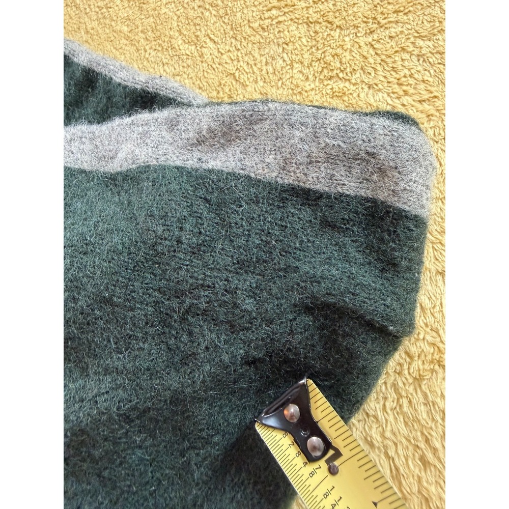 Vintage J.Crew Wool Sweater Mens M Dark Green Side Stripe Crew Neck Pullover - Picture 6 of 9